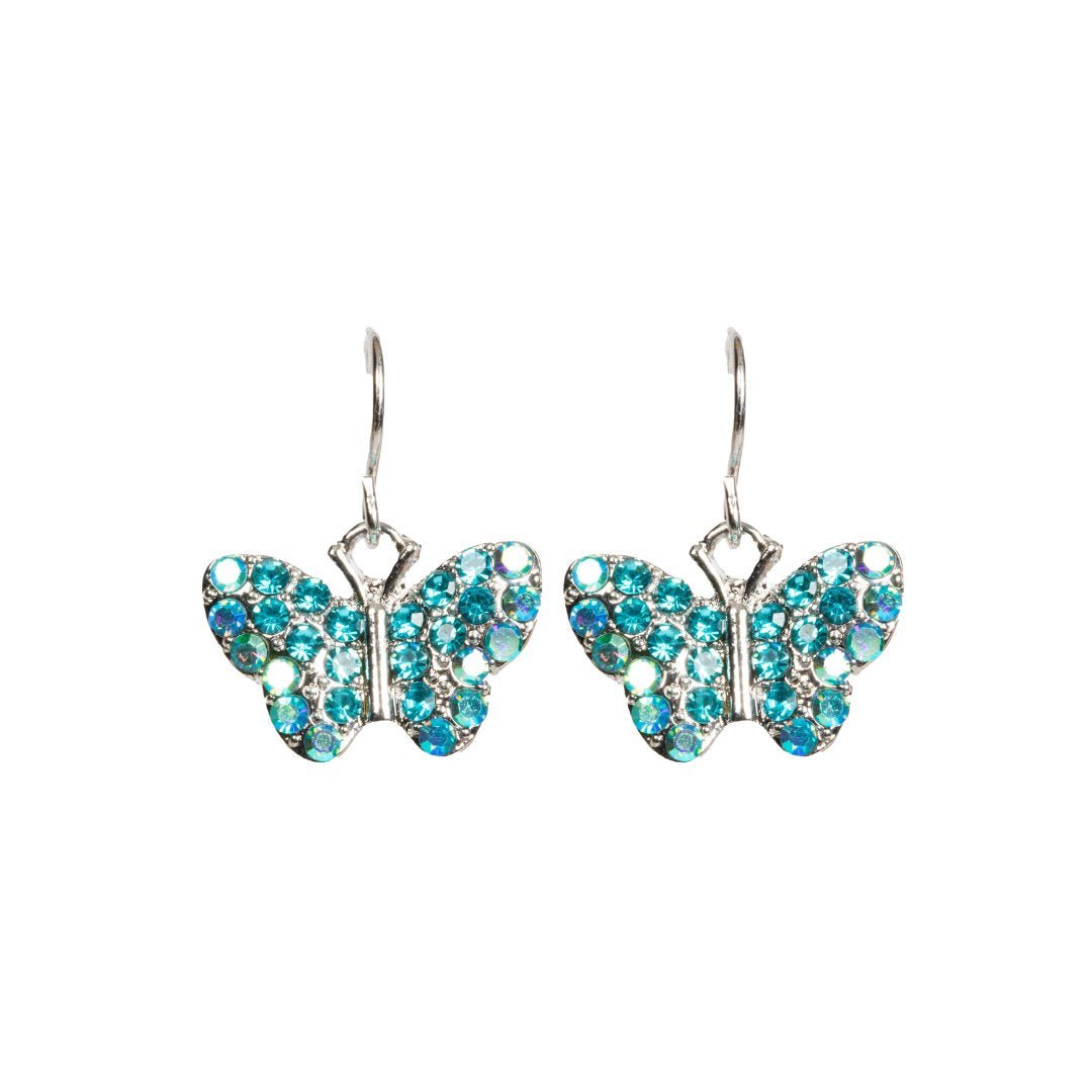 BOUCLES D'OREILLES - Papillon scintillant pendant à pierres bleues - 53 Karat