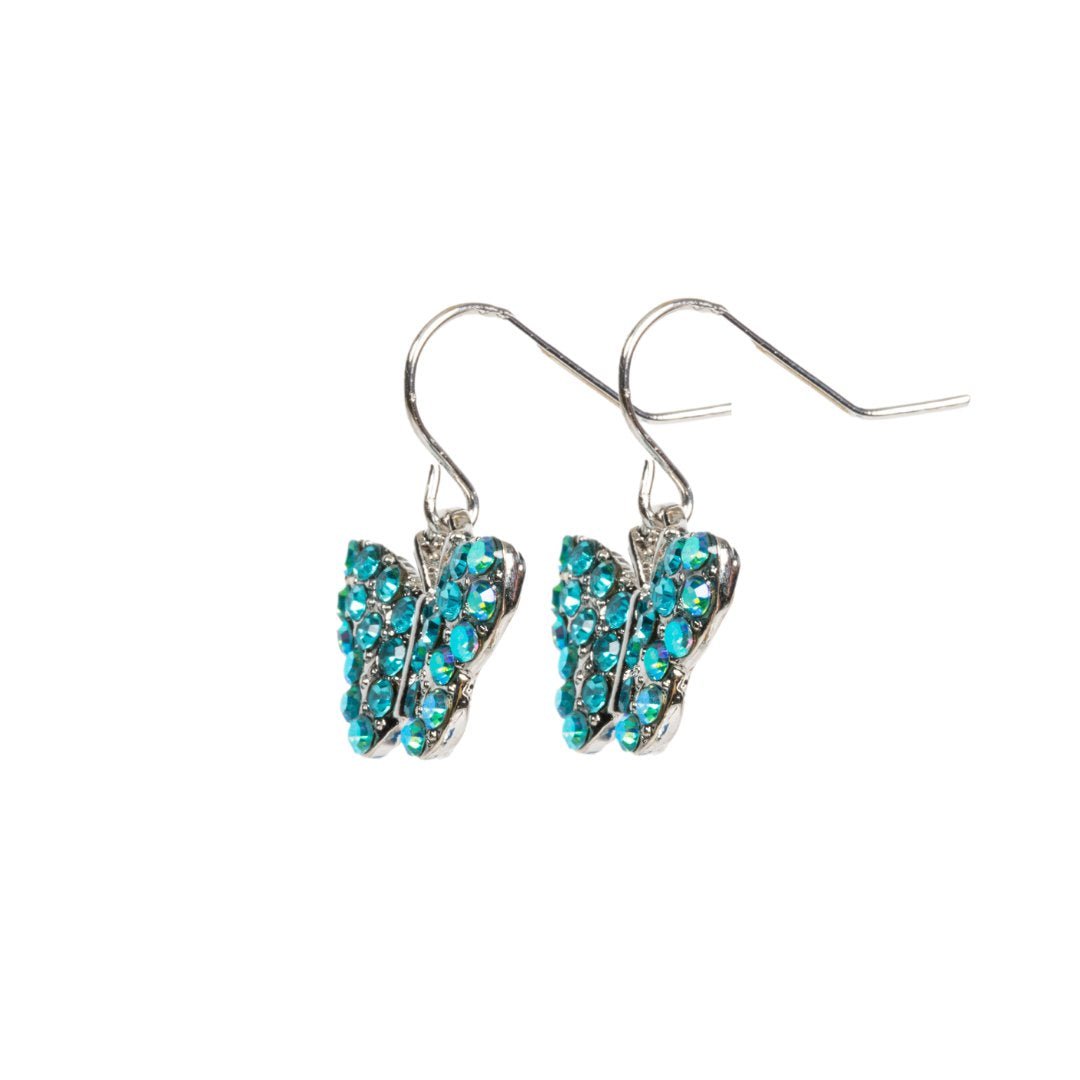 BOUCLES D'OREILLES - Papillon scintillant pendant à pierres bleues - 53 Karat