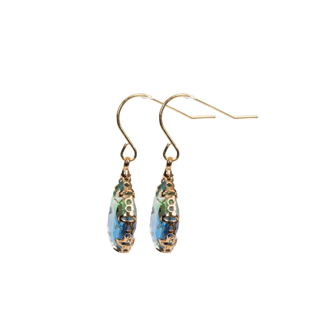 BOUCLES D'OREILLES - Pendantes avec pierre en poire bleue et verte - 53 Karat