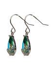 BOUCLES D'OREILLES - Pendantes avec pierre en poire turquoise et mauve sur monture fleurie - 53 Karat