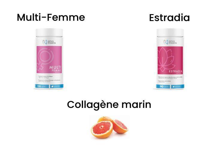 NOVA PHARMA TRIO Suppléments Collagène marin, MULTI FEMME et ESTRADIA - 53 Karat