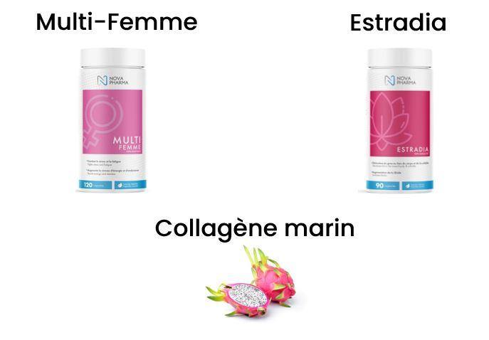 NOVA PHARMA TRIO Suppléments Collagène marin, MULTI FEMME et ESTRADIA - 53 Karat