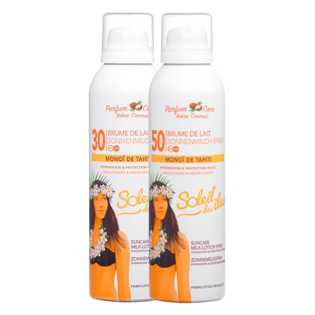 SOLEIL DES ÎLES - Brume de lait coco FPS 30 / 50 au MonoÏ de Tahiti - 53 Karat